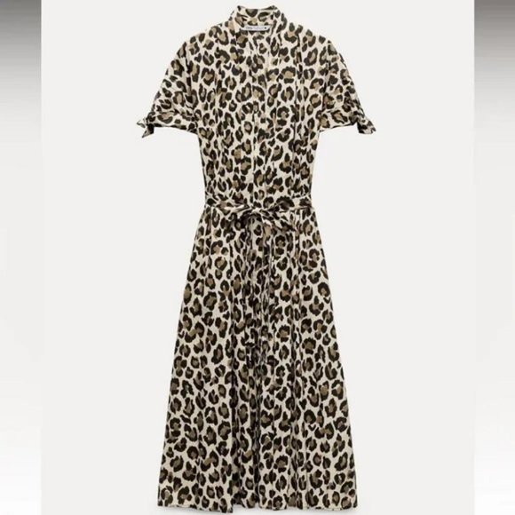 ZARA ANIMAL PRINT SHIRT DRESS ZW COLLECTION